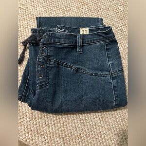 We The Free Dark Blue Lace-Up Flare Jeans